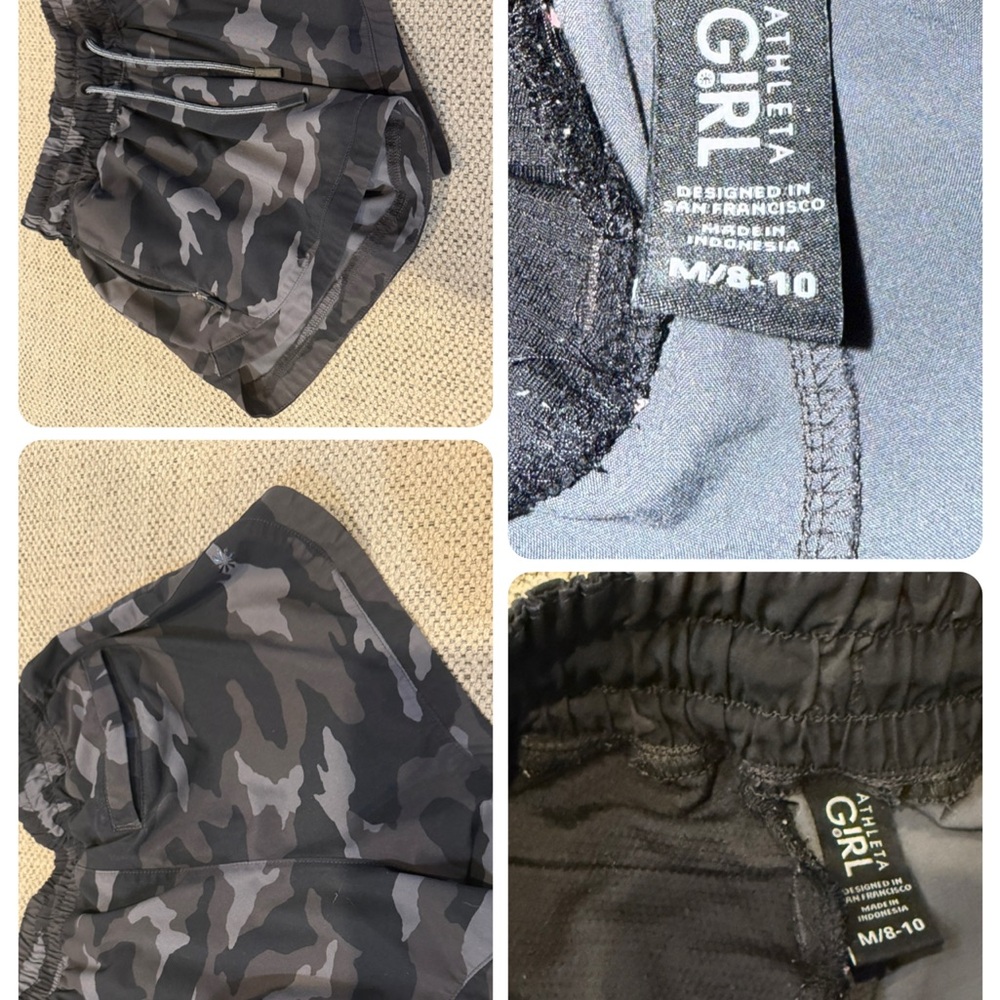 Athleta Black and Gray Urban Camo Shorts